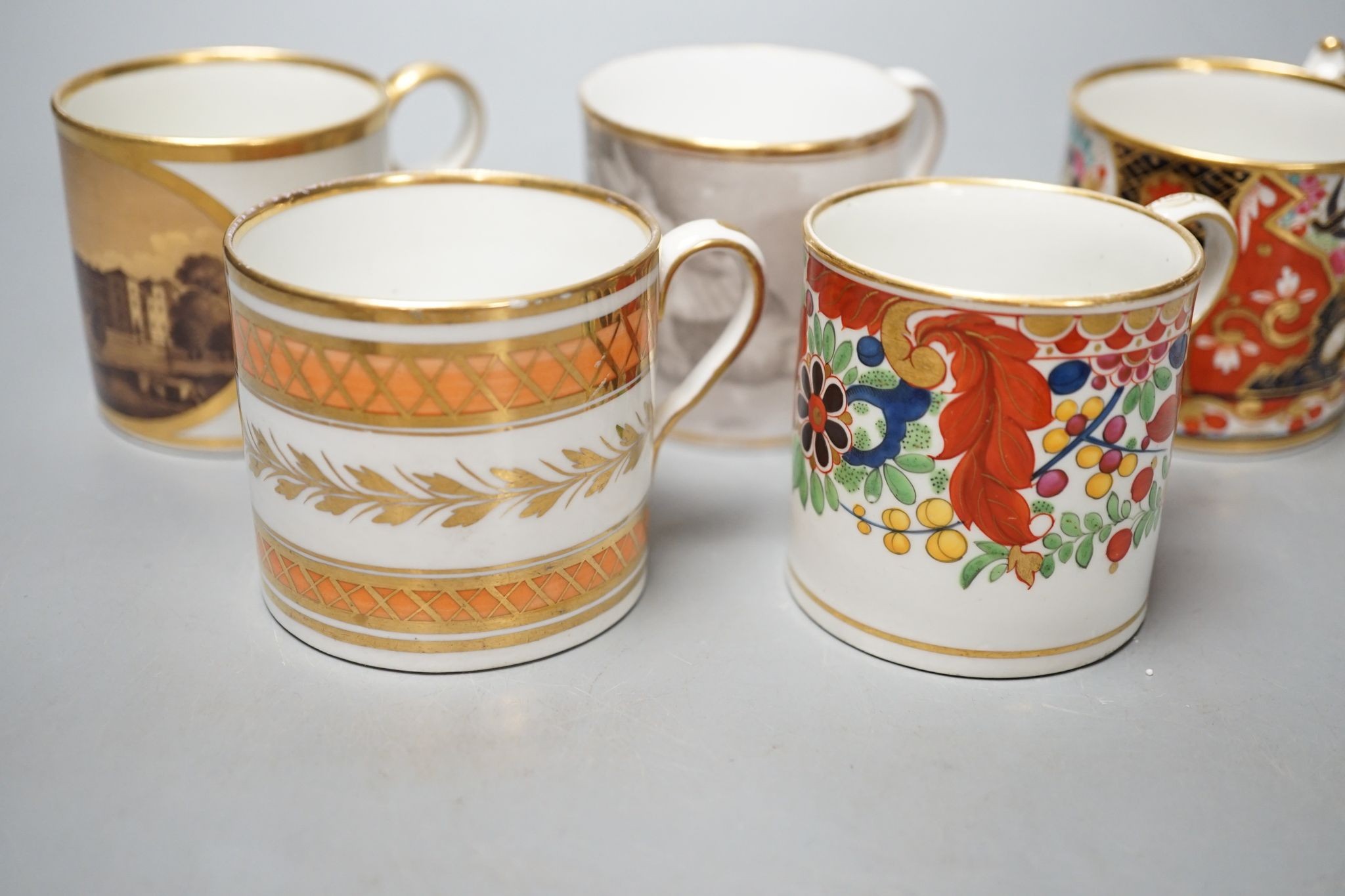 Ten various early 19th century English porcelain coffee cans